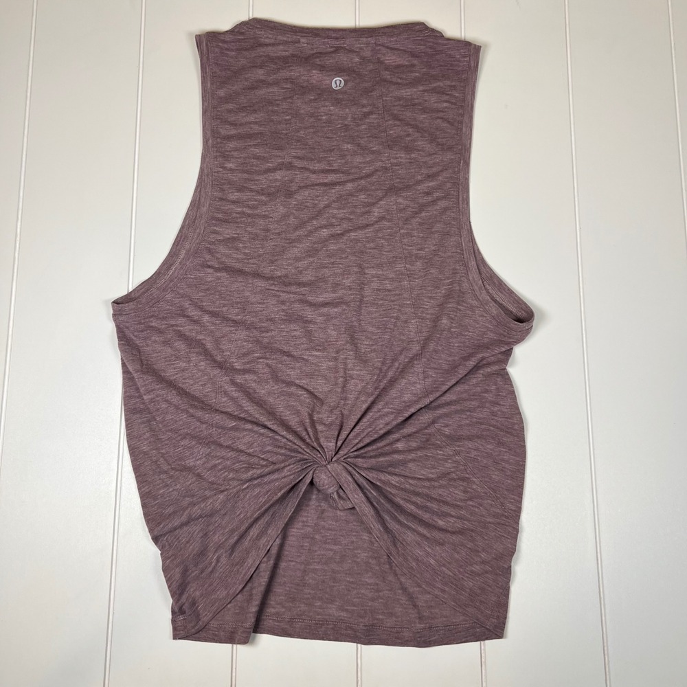 Lululemon Its A Tie Tank Heathered Purple Muscle Tank Back Knot Top Size 4